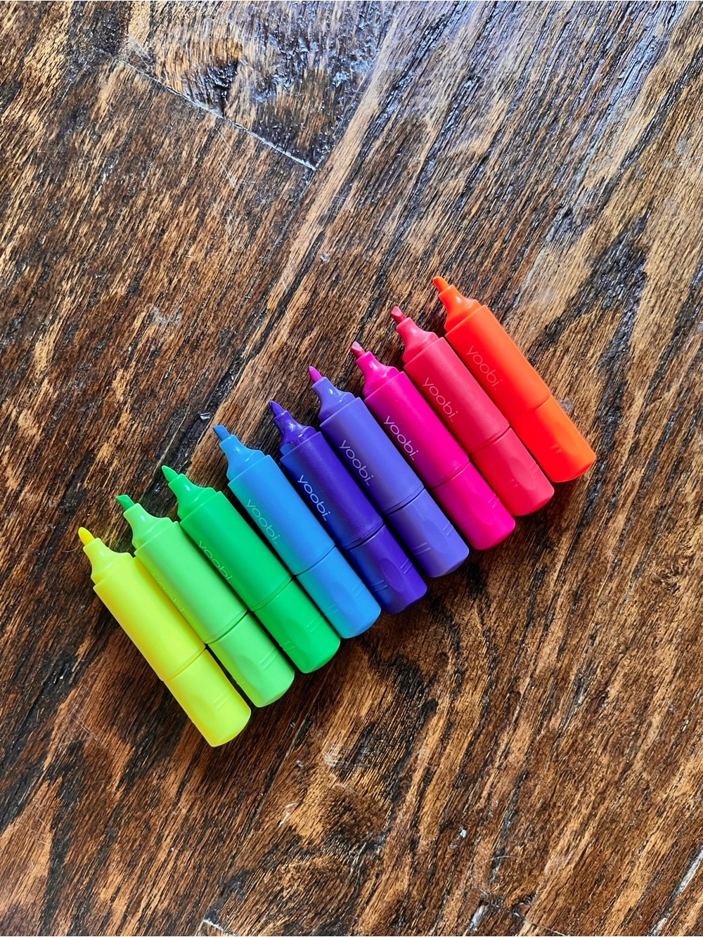 Yoobi Mini Highlighters Set of 9 Rainbow Chisel Tip School Office Supplies